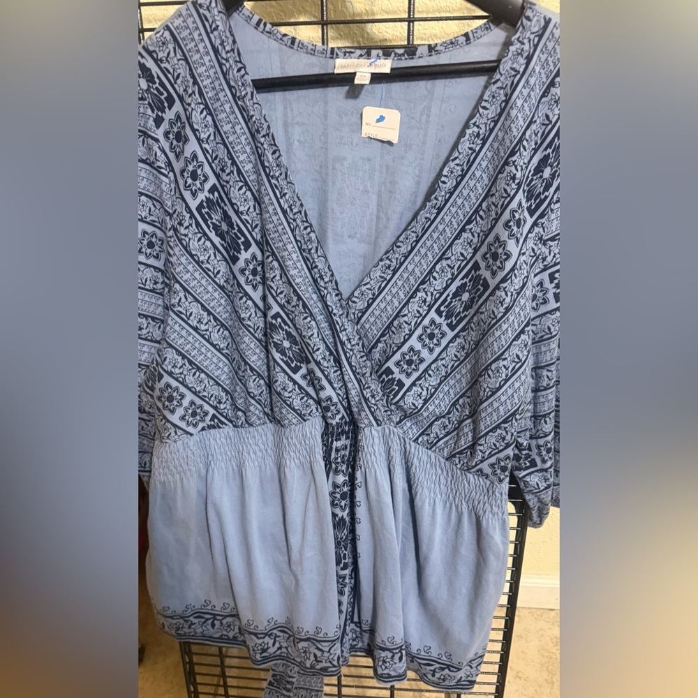 Fashion Bug Light Blue Printed Top